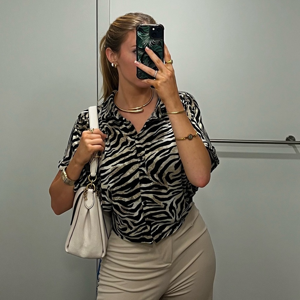 Tiger print button up